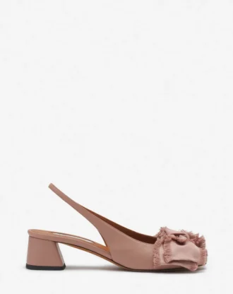 Ballerines à talons en cuir