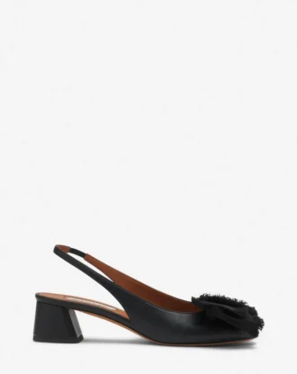 Ballerines à talons en cuir