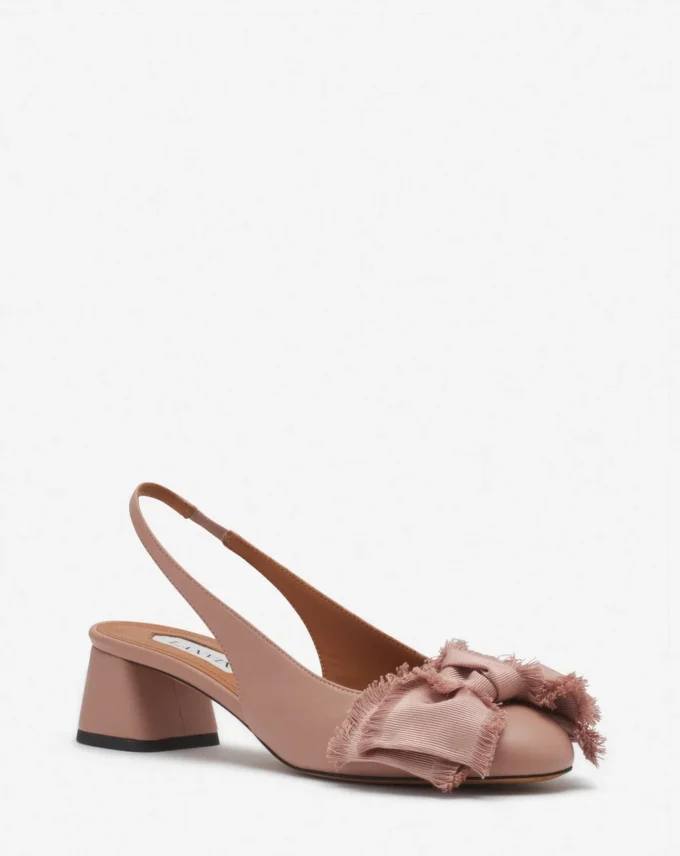 Ballerines à talons en cuir