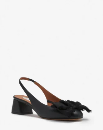 Ballerines à talons en cuir
