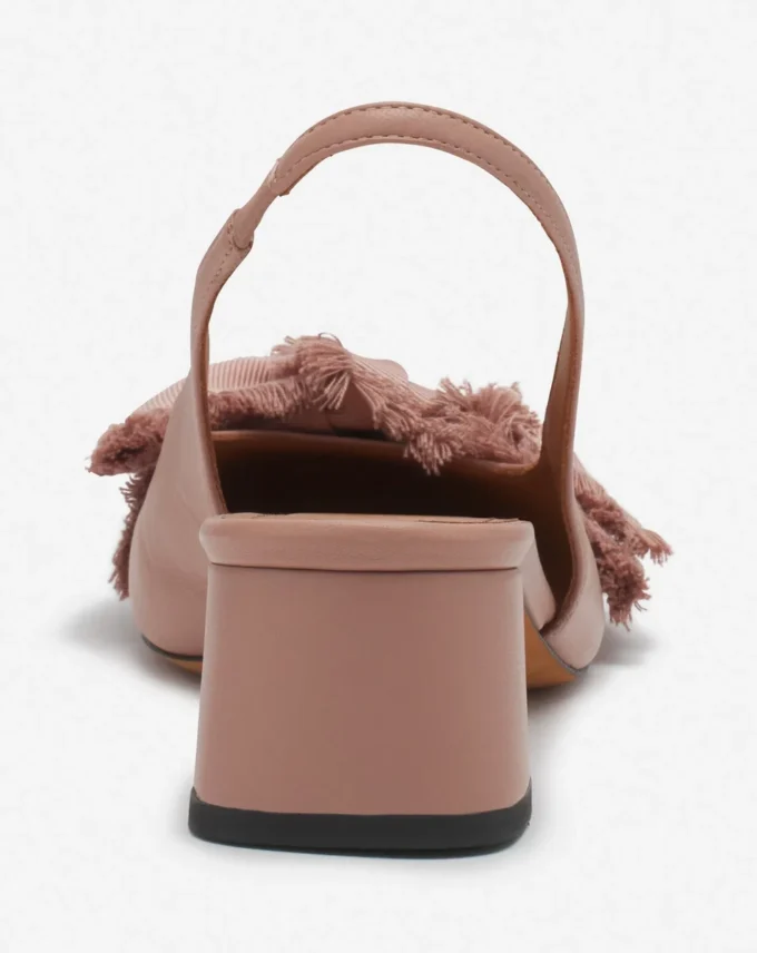 Ballerines à talons en cuir