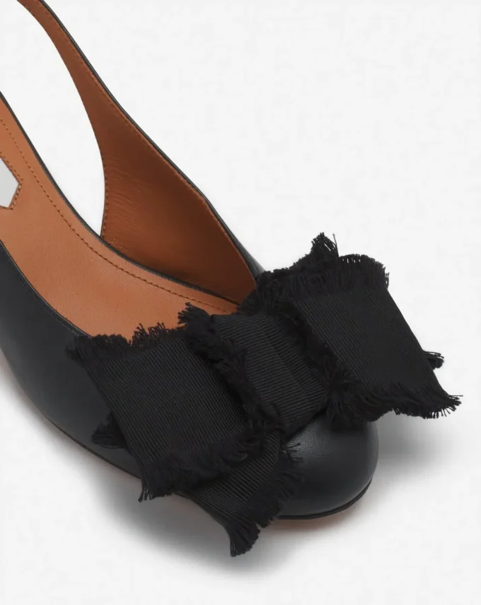 Ballerines à talons en cuir