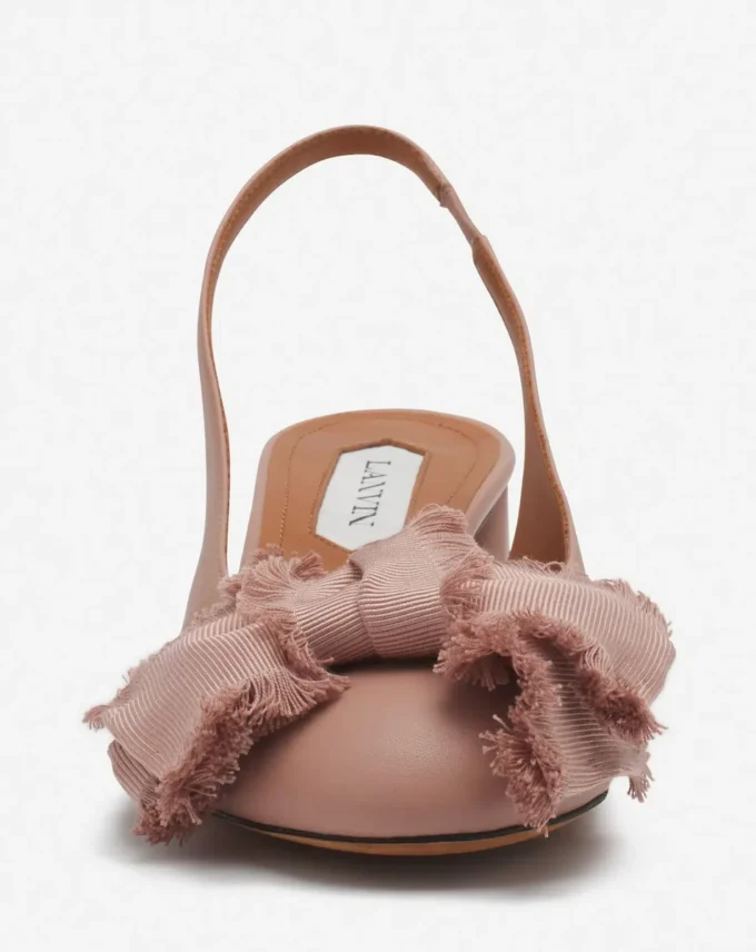 Ballerines à talons en cuir