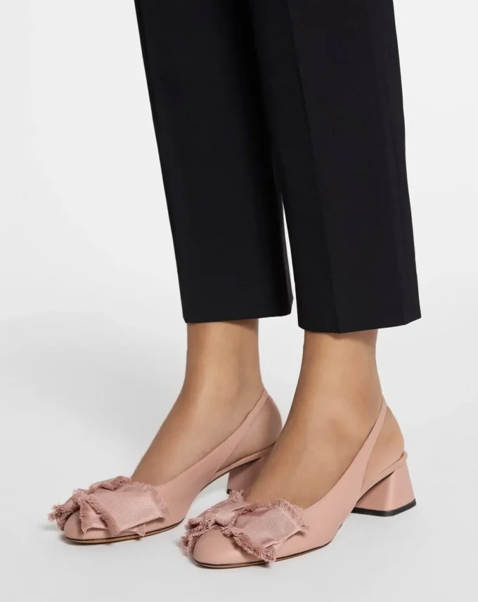 Ballerines à talons en cuir
