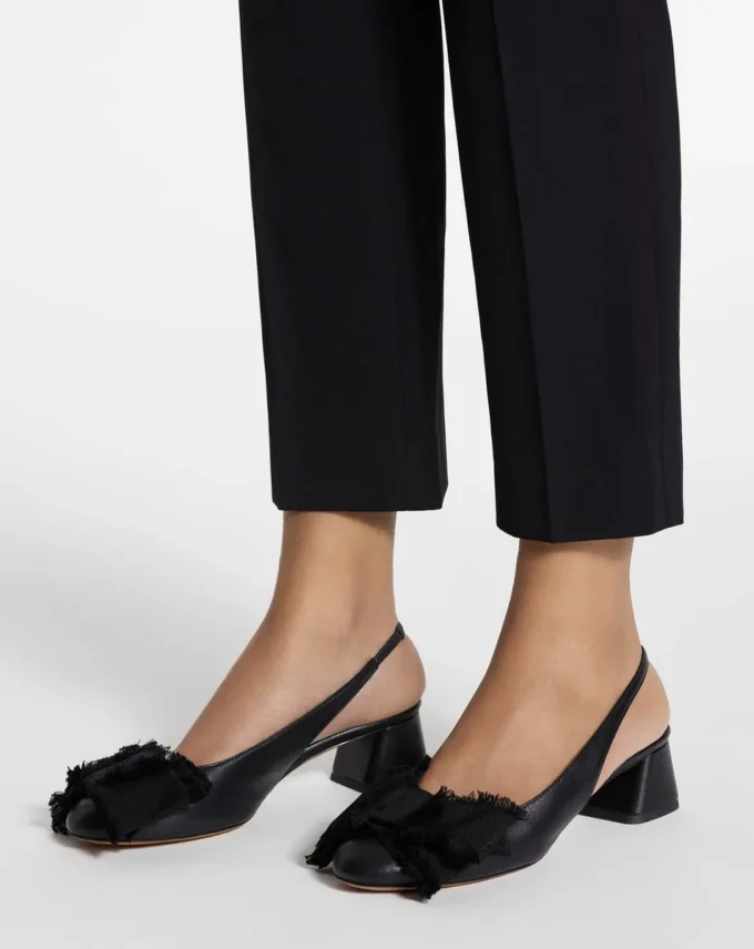 Ballerines à talons en cuir