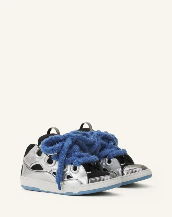 Baskets Curb en cuir métallisé avec lacets en maille