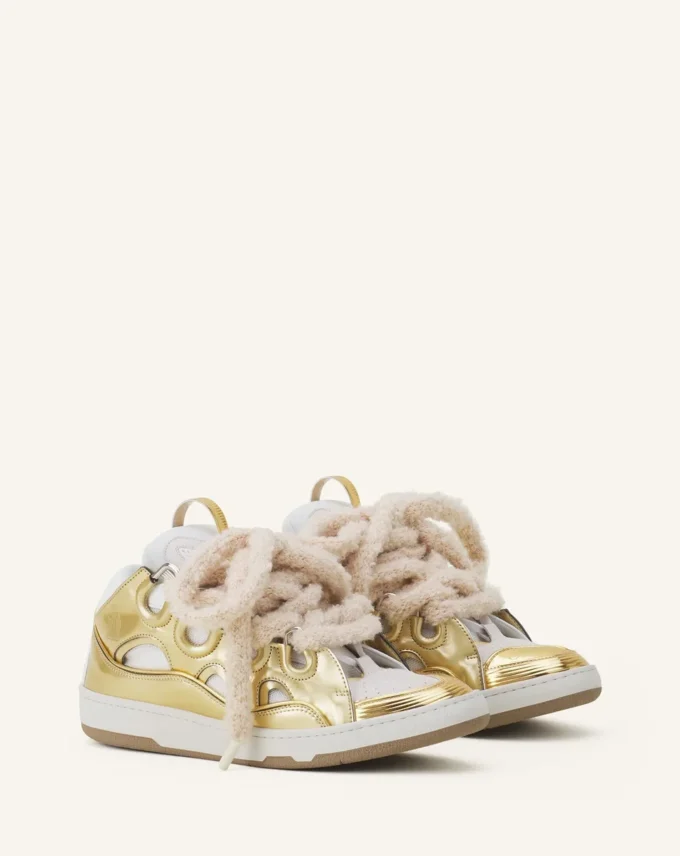 Baskets Curb en cuir métallisé avec lacets en maille