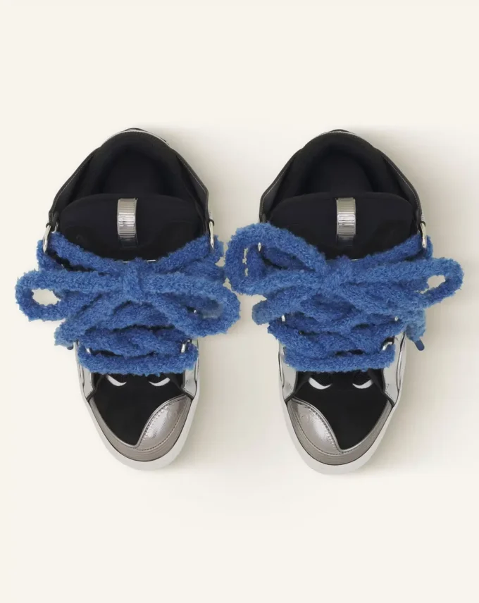 Baskets Curb en cuir métallisé avec lacets en maille