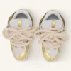 Baskets Curb en cuir métallisé avec lacets en maille
