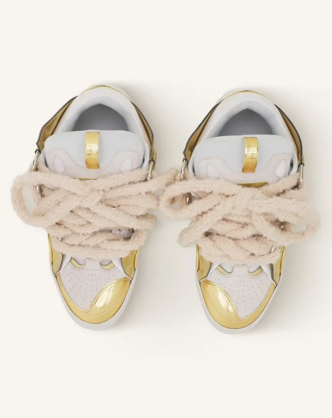 Baskets Curb en cuir métallisé avec lacets en maille