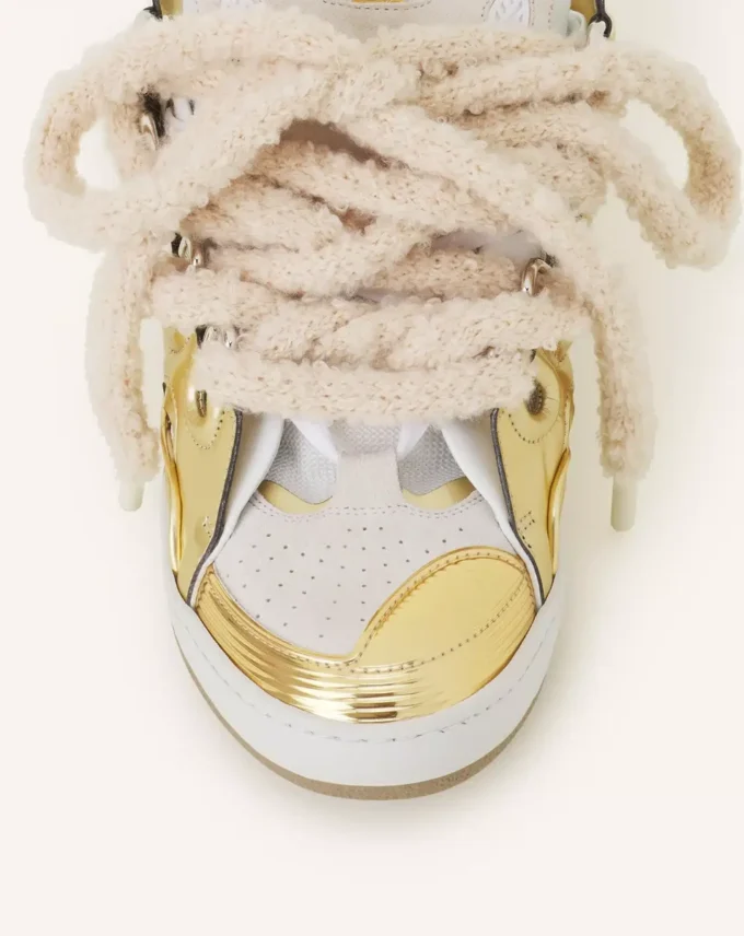 Baskets Curb en cuir métallisé avec lacets en maille