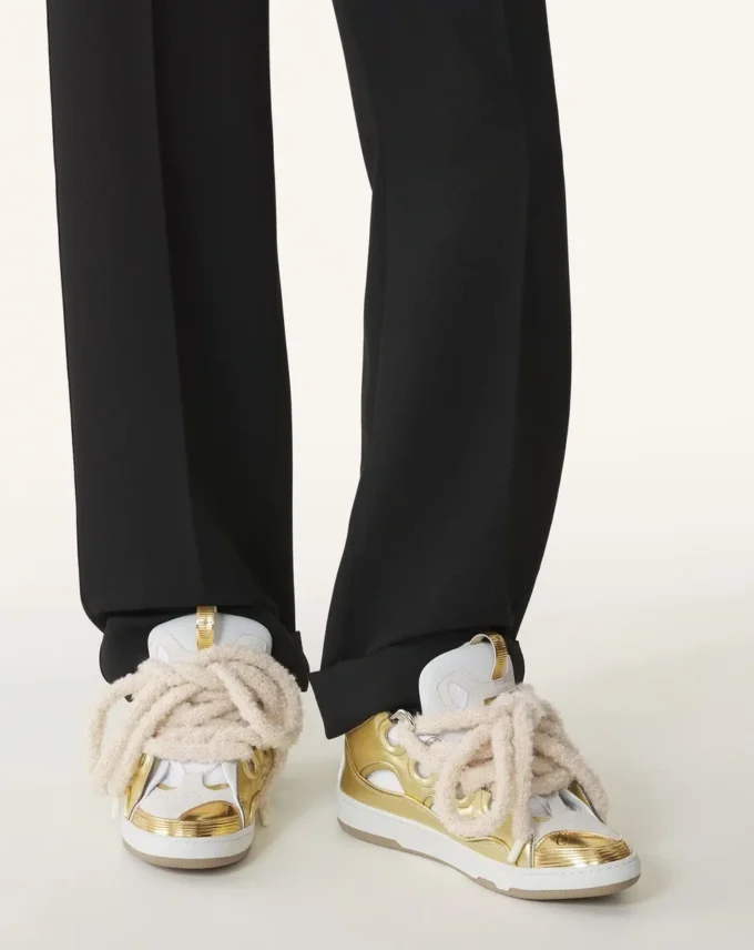 Baskets Curb en cuir métallisé avec lacets en maille
