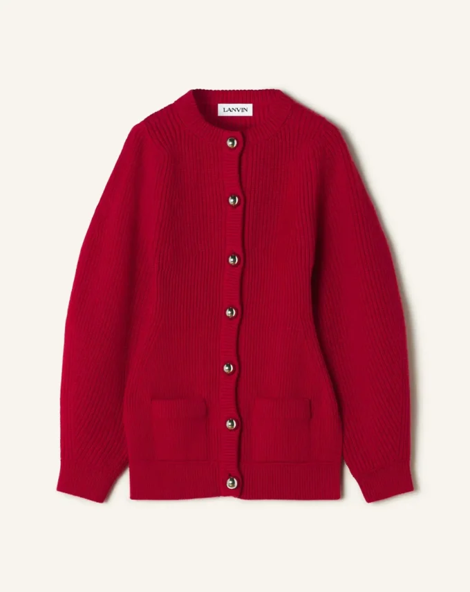 Cardigan côtelé en laine