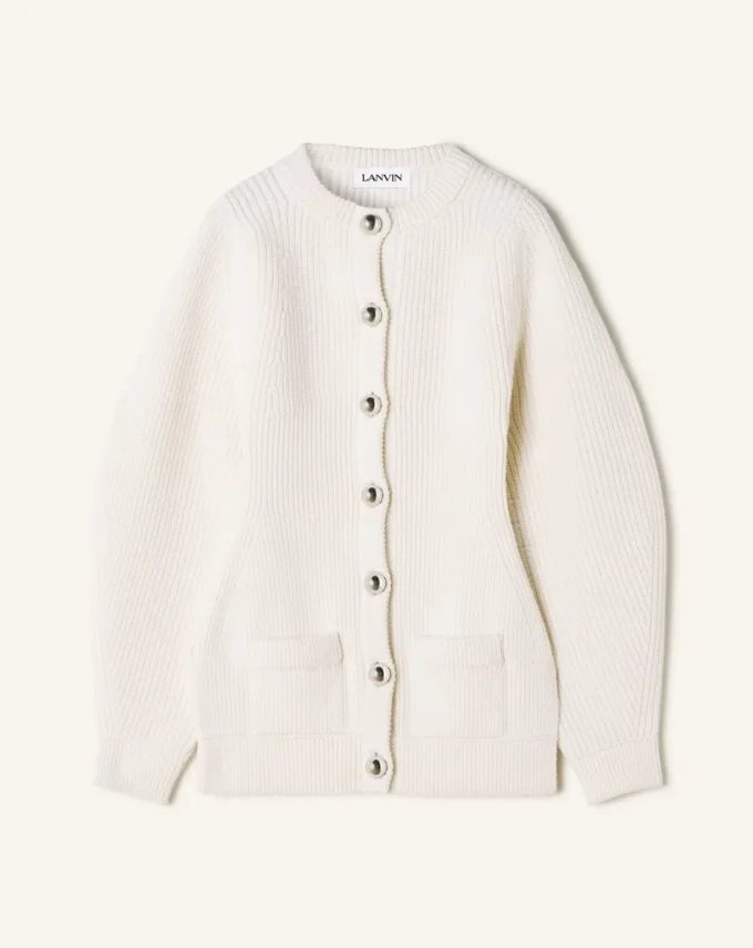 Cardigan côtelé en laine