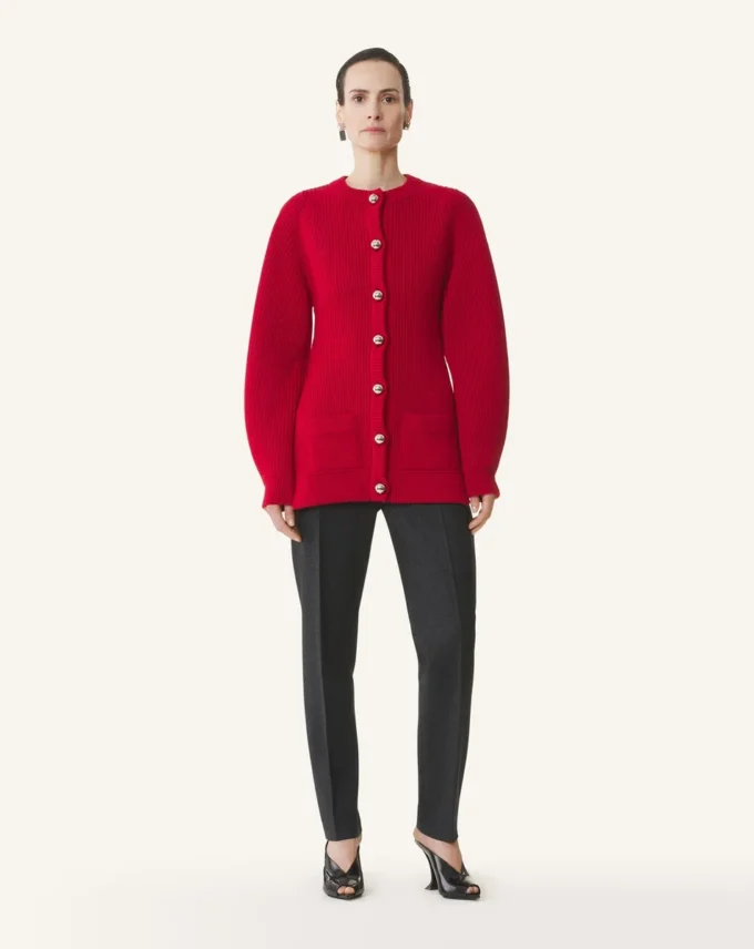 Cardigan côtelé en laine