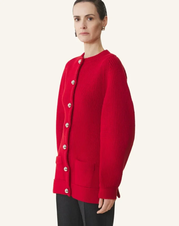 Cardigan côtelé en laine