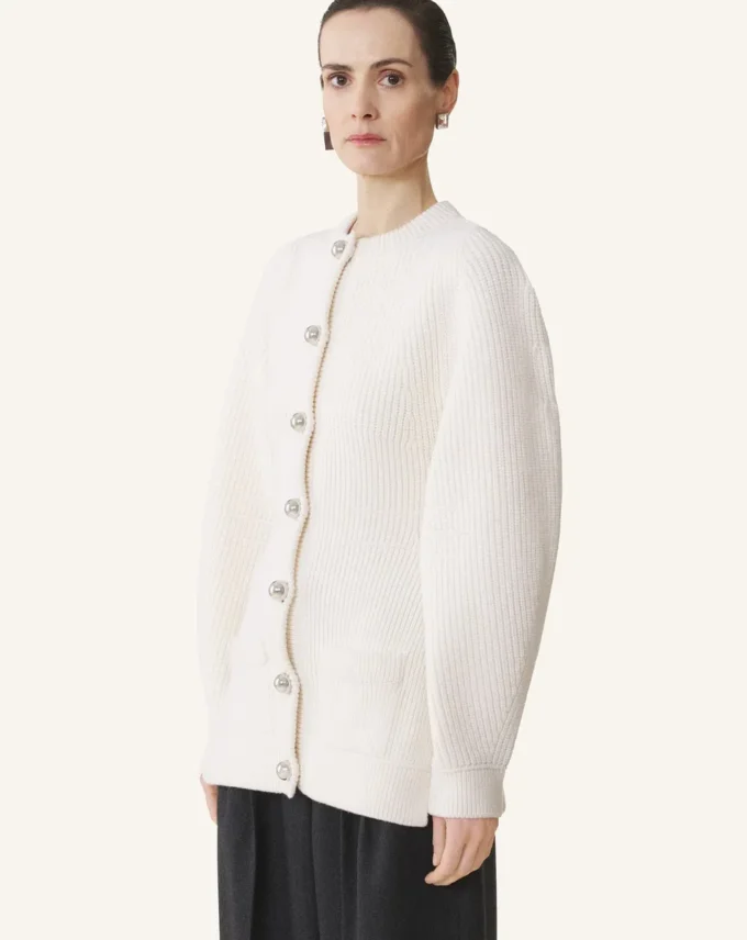 Cardigan côtelé en laine