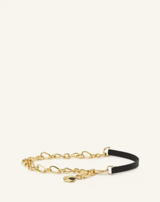 Catch by Lanvin Ceinture en cuir et chaîne métallique