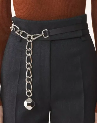 Catch by Lanvin Ceinture en cuir et chaîne métallique