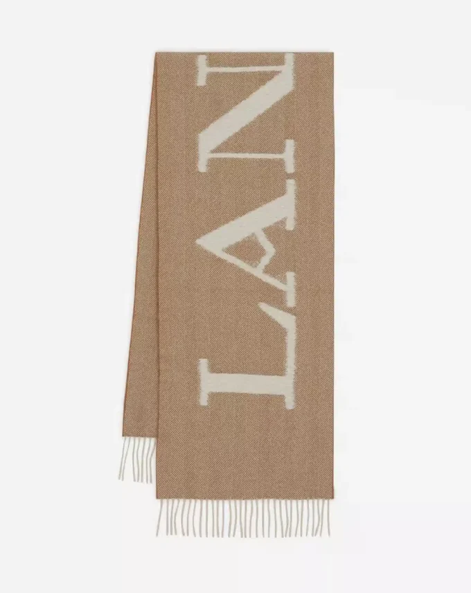 Écharpe en laine à franges signature Lanvin