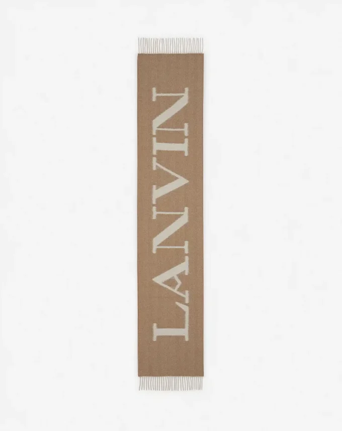 Écharpe en laine à franges signature Lanvin