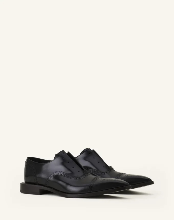 Chaussures brogues Oxford en cuir brillant