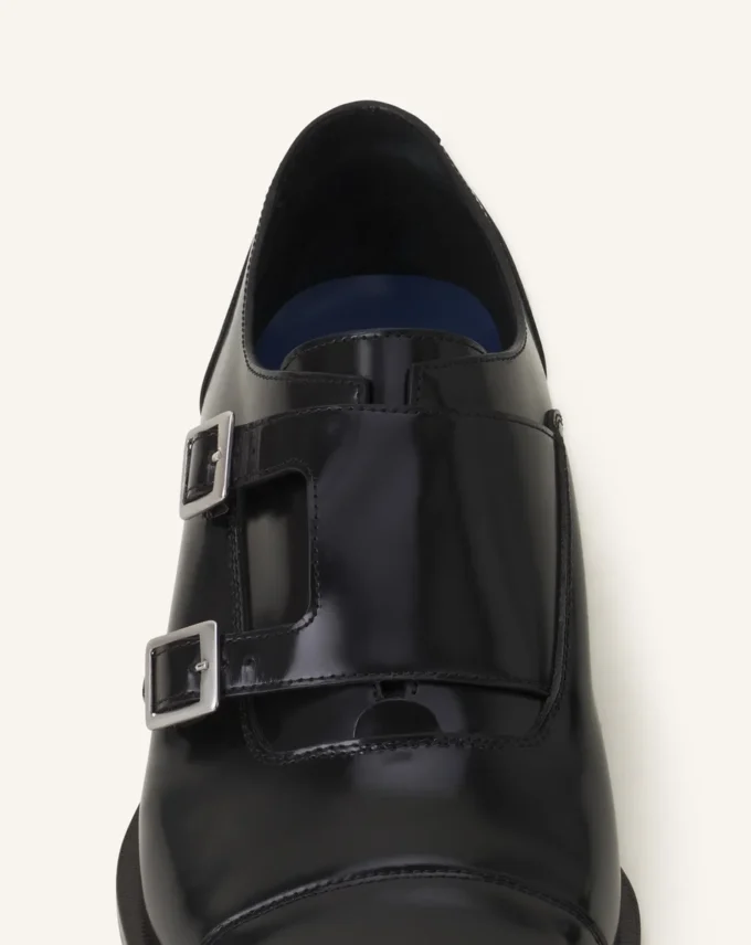 Chaussures Monk en cuir brillant