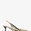 Escarpins à bride arrière Lanvin Bow en cuir métallisé craquelé