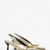 Escarpins à bride arrière Lanvin Bow en cuir métallisé craquelé