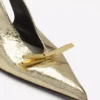 Escarpins à bride arrière Lanvin Bow en cuir métallisé craquelé