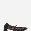 Escarpins à talons Mary Jane en cuir brillant