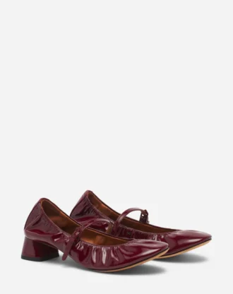 Escarpins à talons Mary Jane en cuir brillant