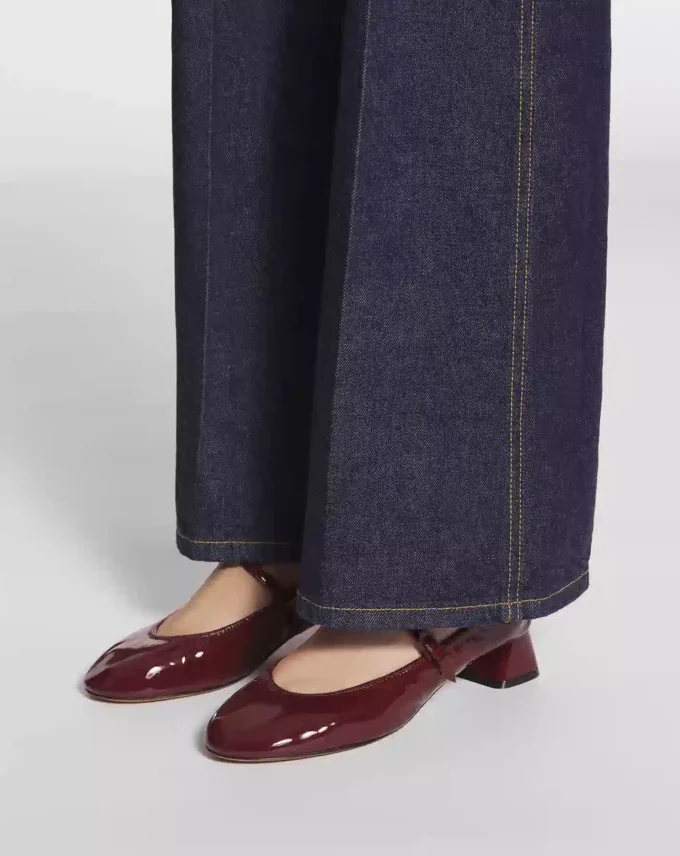 Escarpins à talons Mary Jane en cuir brillant