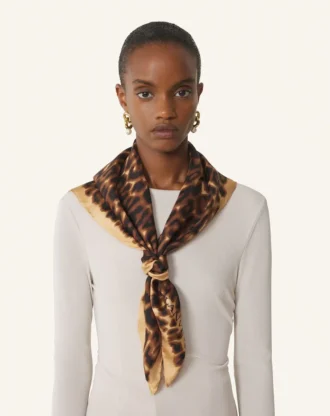 Foulard en soie imprimé léopard