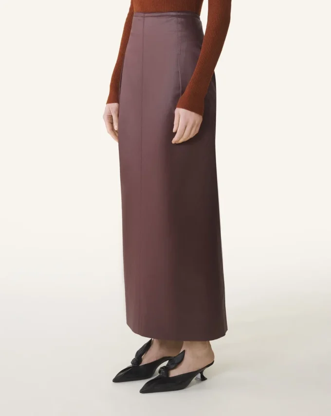 Jupe droite en coton et viscose