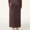 Jupe droite en coton et viscose