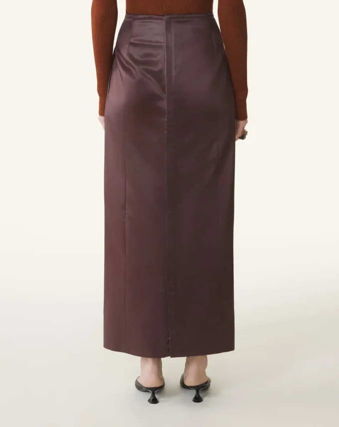 Jupe droite en coton et viscose
