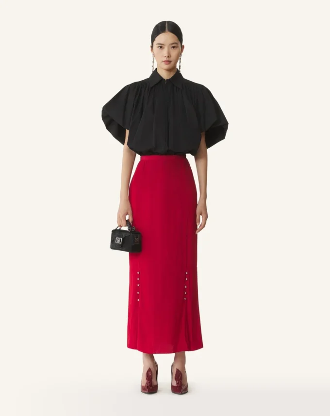 Jupe midi en charmeuse