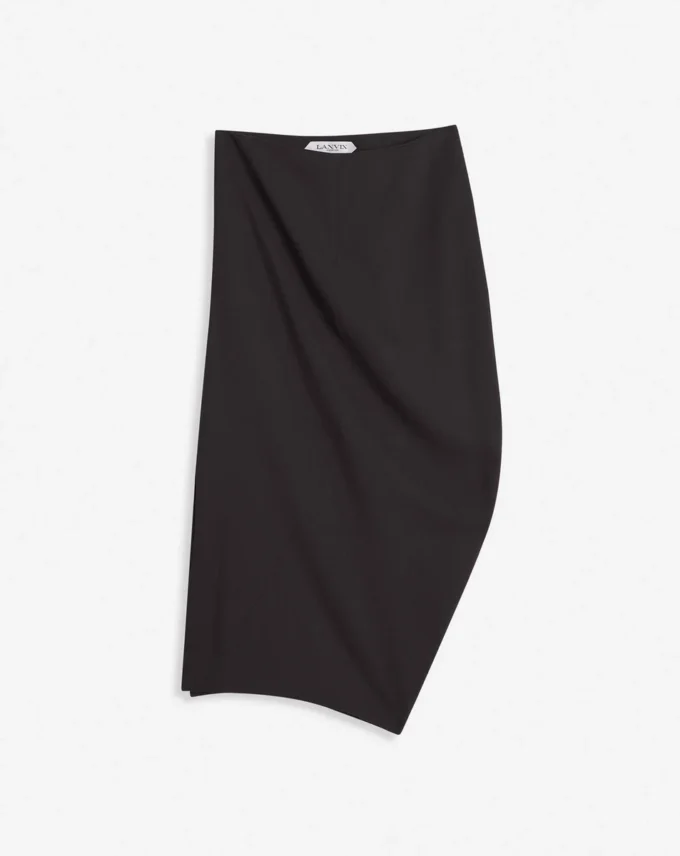 Jupe midi en laine et viscose