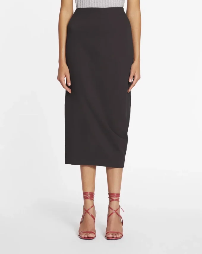 Jupe midi en laine et viscose
