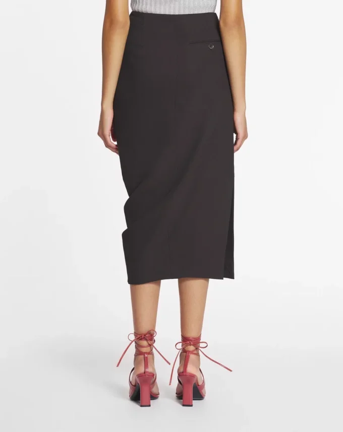 Jupe midi en laine et viscose
