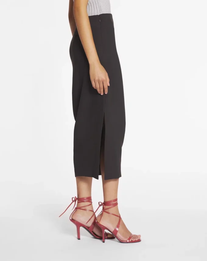 Jupe midi en laine et viscose