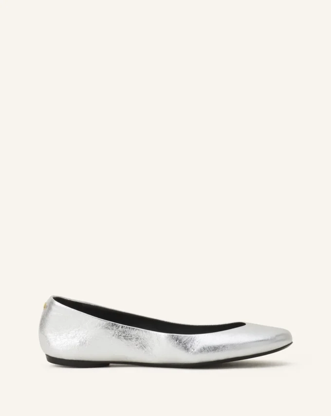 Les ballerines plates en cuir métallisé