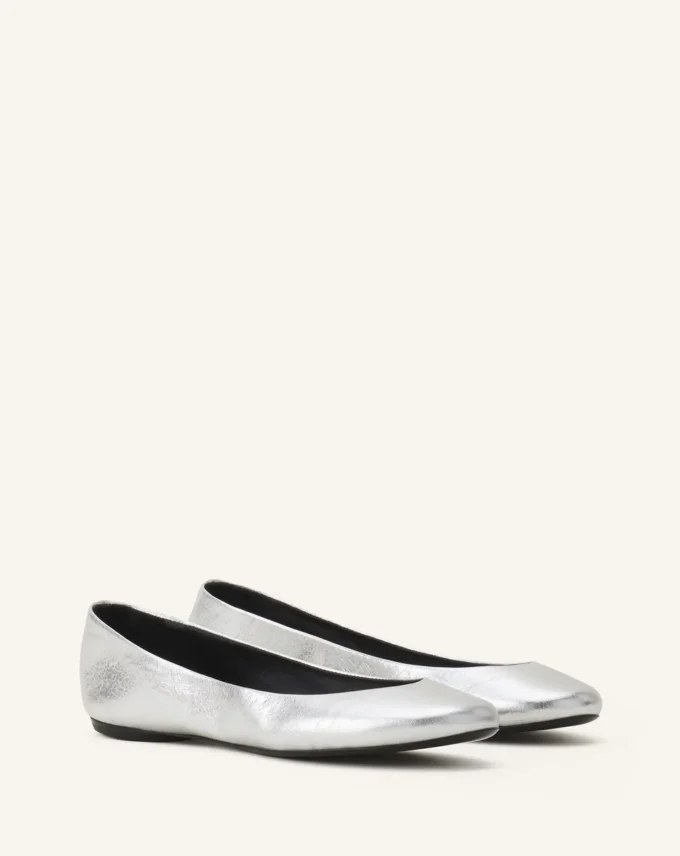 Les ballerines plates en cuir métallisé