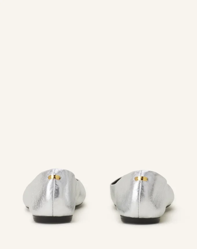 Les ballerines plates en cuir métallisé