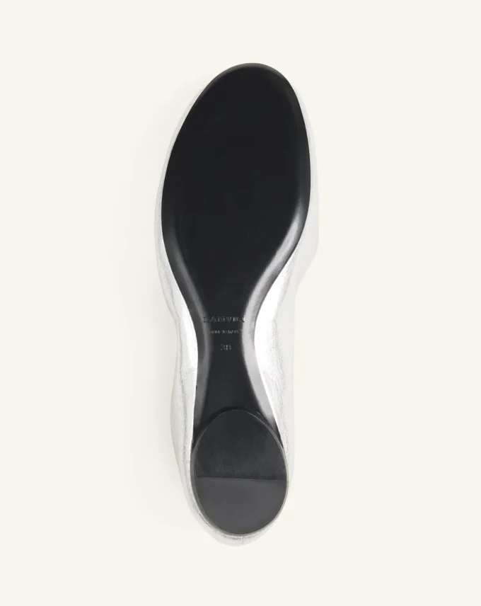 Les ballerines plates en cuir métallisé