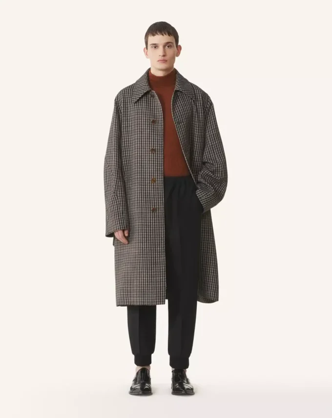 Manteau en laine à carreaux