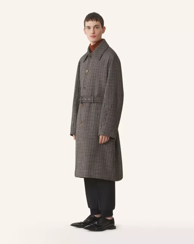 Manteau en laine à carreaux