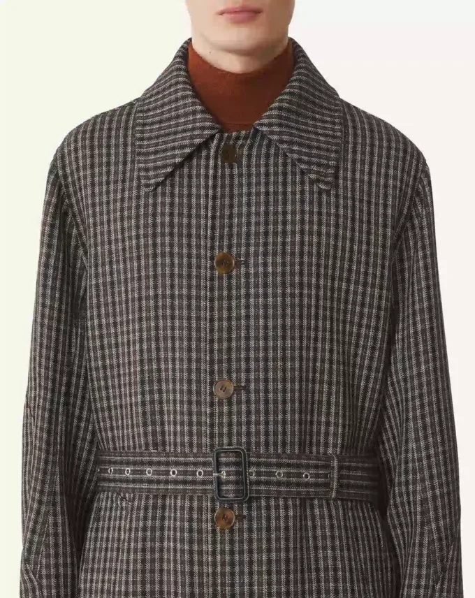 Manteau en laine à carreaux