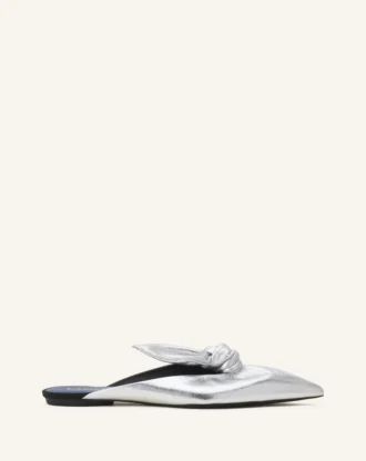 Mule Midnight Step Bow en cuir métallisé